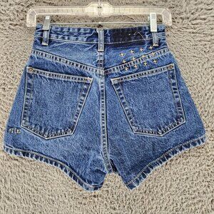 Tsubi Shorts Womens 23 Blue Cotton High Rise Denim Shortie